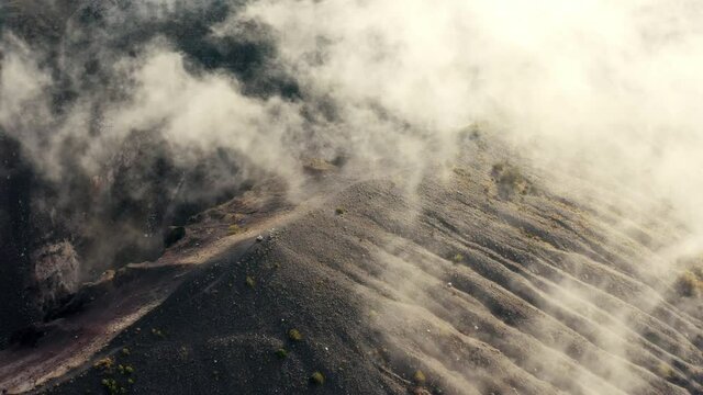 Aerial view over the Vesuvio volcano in Italy.