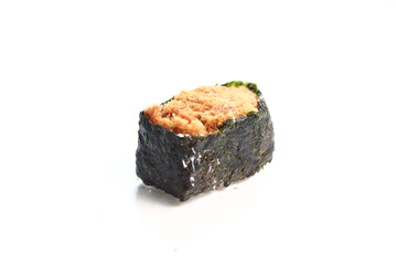 Favorite food of the east which is sushi isolated with white background.