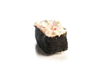 Favorite food of the east which is sushi isolated with white background.