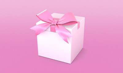White Gift Box with Pink Ribbon