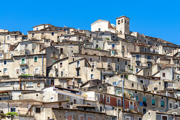 Fototapeta na wymiar Typical houses of Morano Calabro, one of the most beautiful villages of Calabria region, Italy