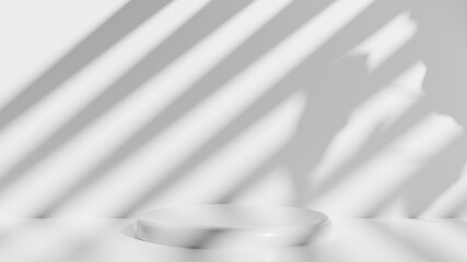 shadow on a white wall and podium 3d rendering