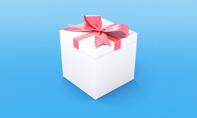 Fototapeta premium White Gift Box with Red Ribbon