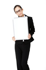 Business lady with white board