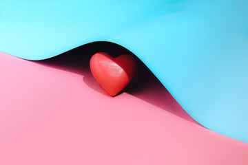 Red heart. Creative Love or Valentines minimal concept.