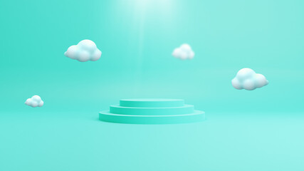 background with clouds cyan blue 3d render horizontal landscape
