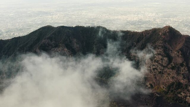 Aerial view over the Vesuvio volcano in Italy.
