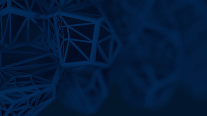 3d Crystals Creative Business Background Render in Deep Blue Black