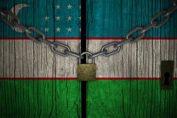 Conceptual composition on lockdown for quarantine for the covid-19 coronavirus Uzbekistan confinement 3d render.