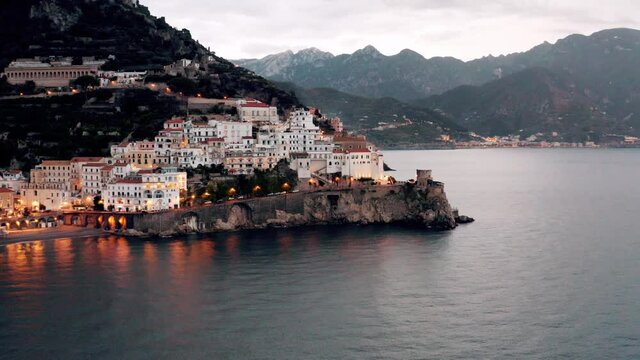 Aerial view on Amalfi coast in Italy.