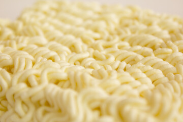 close up dry instant noodles.