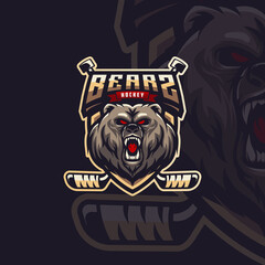 Bear Mascot Logo Design Illustration For Lacrosse Club