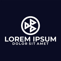 Initial letter P logo template with geometric triskele japanese kamon line art illustration in flat design monogram symbol