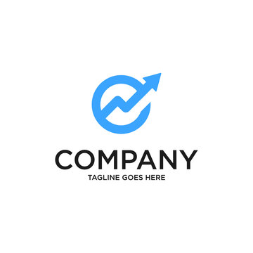 Initial Letter E and Arrow Linked Logo. with blue color isolated on white Background. Usable for Business and Branding Logos. Flat Vector Logo Design Template Element.