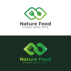 creative logo design of organic food, symbol for vegetarian, natural food healthy life
