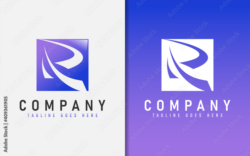 Poster abstract initial letter r with modern sharp shape logo design. usable for business, community, found