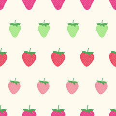 Seamless childish pattern with colorful strawberry vector background. Creative fruits texture for fabric,
wrapping, textile, wallpaper, apparel. Surface pattern design.