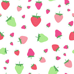 Seamless childish pattern with colorful strawberry vector background. Creative fruits texture for fabric,
wrapping, textile, wallpaper, apparel. Surface pattern design.