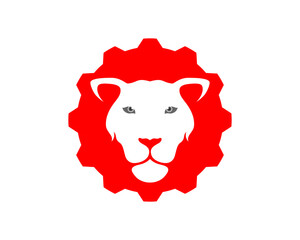 Lion head with gear shape logo