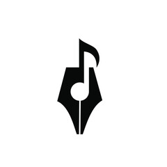 Songwriter Logo concept pen nib with music note icon vector illustration flat design