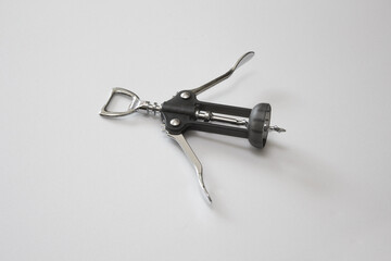Wine bottle opener on white background.