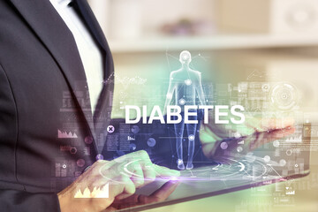 Electronic medical record with DIABETES inscription, Medical technology concept