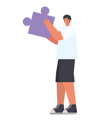 man with a purple puzzle piece