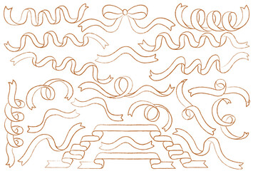 リボンのイラストセット【手描き風】