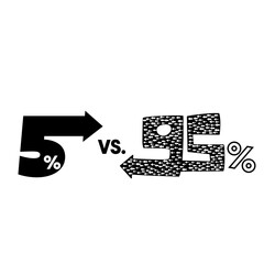 95/5 - extended Pareto Principle , solid minority against crowd majority illustration