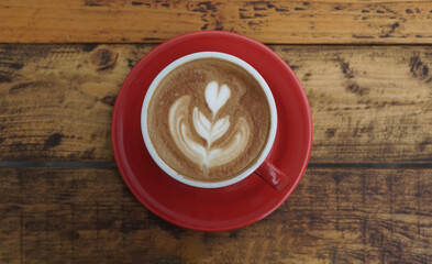 coffee on a wooden brown table