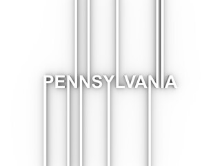 Image relative to USA travel. Pennsylvania state name in geometry style design. Creative vintage typography poster concept. 3D rendering