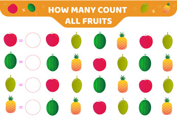 educational fruits counting game  for kids