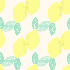 Seamless childish pattern with lemon vector background. Creative fruits texture for fabric,
wrapping, textile, wallpaper, apparel. Surface pattern design.