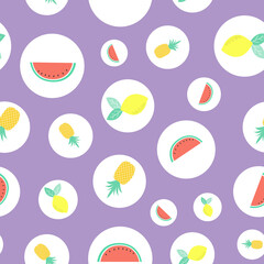 Vector tropical fruits seamless repeat pattern design background. Perfect for modern wallpaper, fabric, 
home decor, and wrapping projects.