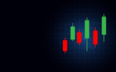 Forex stock and currency candlestick signal with color arrow bar graph. Business and investment indicator concept. Marketing and financial theme