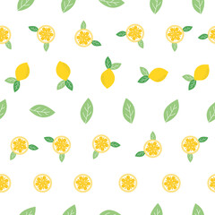 Vector fresh lemon seamless repeat pattern design background. Creative fruits texture for fabric,
wrapping, textile, wallpaper, apparel. Surface pattern design.