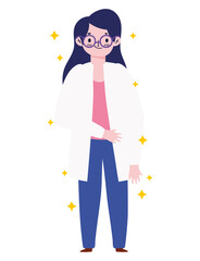 female doctor with glasses and coat cartoon