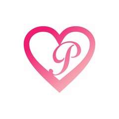 P letter in pink love sign logo