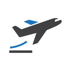 Airplane takeoff vector icon on white background