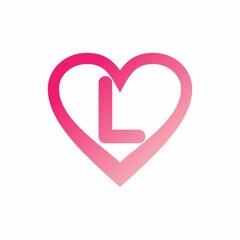 L letter in pink love sign logo