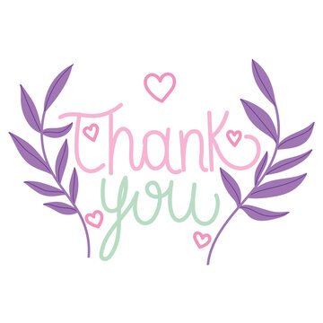 thank you hand drawn text floral hearts decoration