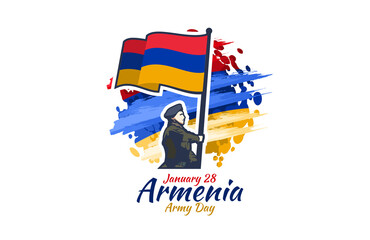 January 28, Army Day of Armenia. vector illustration. Suitable for greeting card, poster and banner.