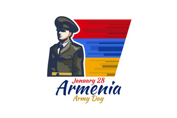 January 28, Army Day of Armenia. vector illustration. Suitable for greeting card, poster and banner.
