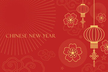 Fototapeta na wymiar Chinese New Year background. Flat design vector illustration. 