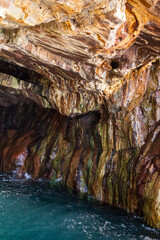 Cave inside rocky cliff formations at Sandanbeki Cliff in Shirahama, Wakayama Prefecture, Japan.