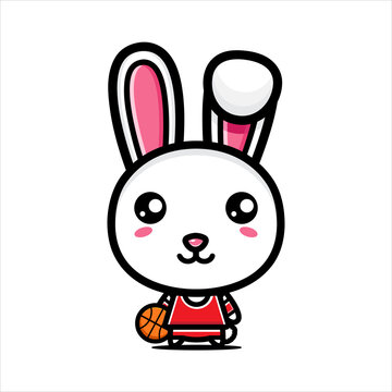 cute bunny character vector design in basketball costume