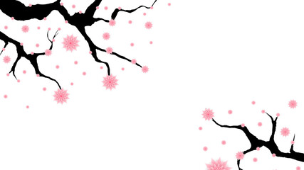 Template with blossom flowers background ,flower and asian elements with craft style on red background , illustrations EPS10