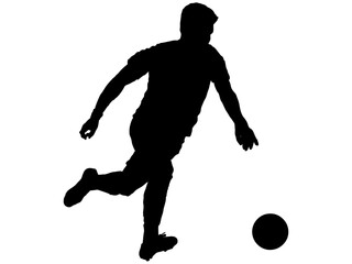 ドリブルをするサッカー選手のシルエット_2