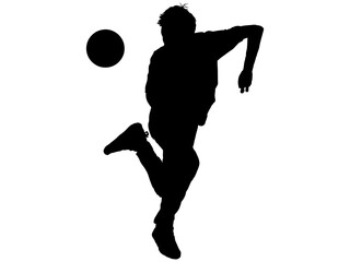 ボールをヒールでトラップするサッカー選手のシルエット