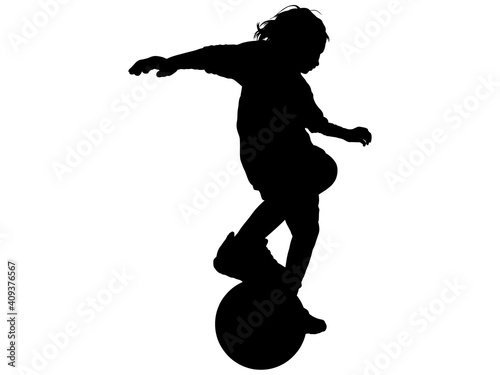 ボールをさばくサッカー少年のシルエット Wall Mural Mark ボールをさばくサッカー少年のシルエット Wall Mural Mark